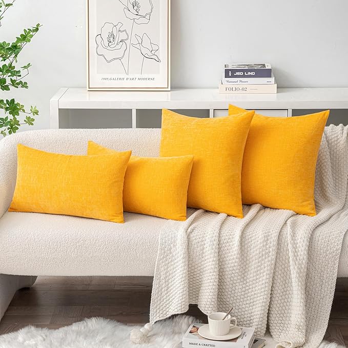 MIULEE Pack of 2 Couch Throw Pillow Covers 18x18 Inch Soft Goose Yellow - Image 4