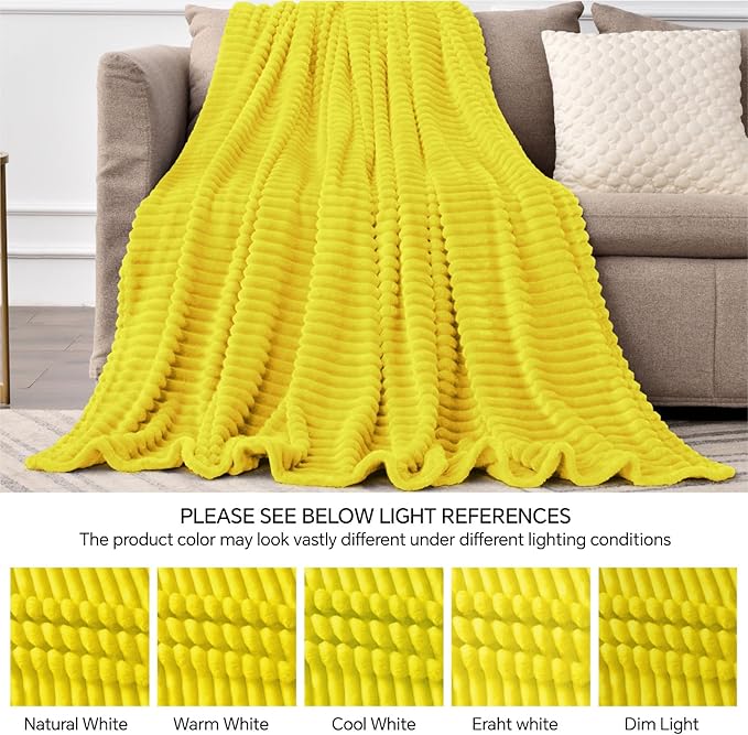 BEDELITE Fleece Blanket Twin Size – 3D Ribbed Jacquard Soft and Warm Decorative - Image 6