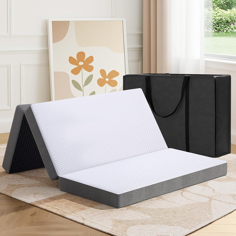 MASVIS Trifold Mattress, 4 Inch Memory Foam Foldable Mattress with Washable C...