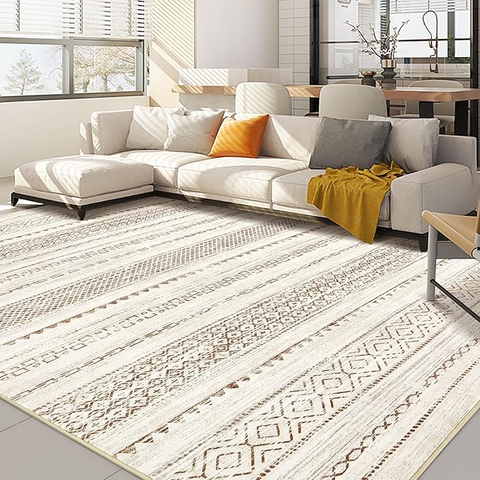 Nakagishi 10x14 Area Rugs Living Room: Washable Boho Large Neutral Modern Soft by NakagishiAreaRug