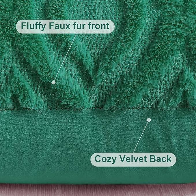 decorUhome Throw Pillow Covers 16x16 Inch Set of 2, Soft Plush Faux Wool Green - Image 6