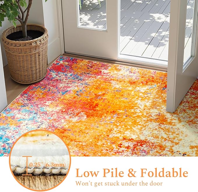Rugflix 8x10 Area Rugs for Living Room, Washable Large Multicolor Rug - Image 7