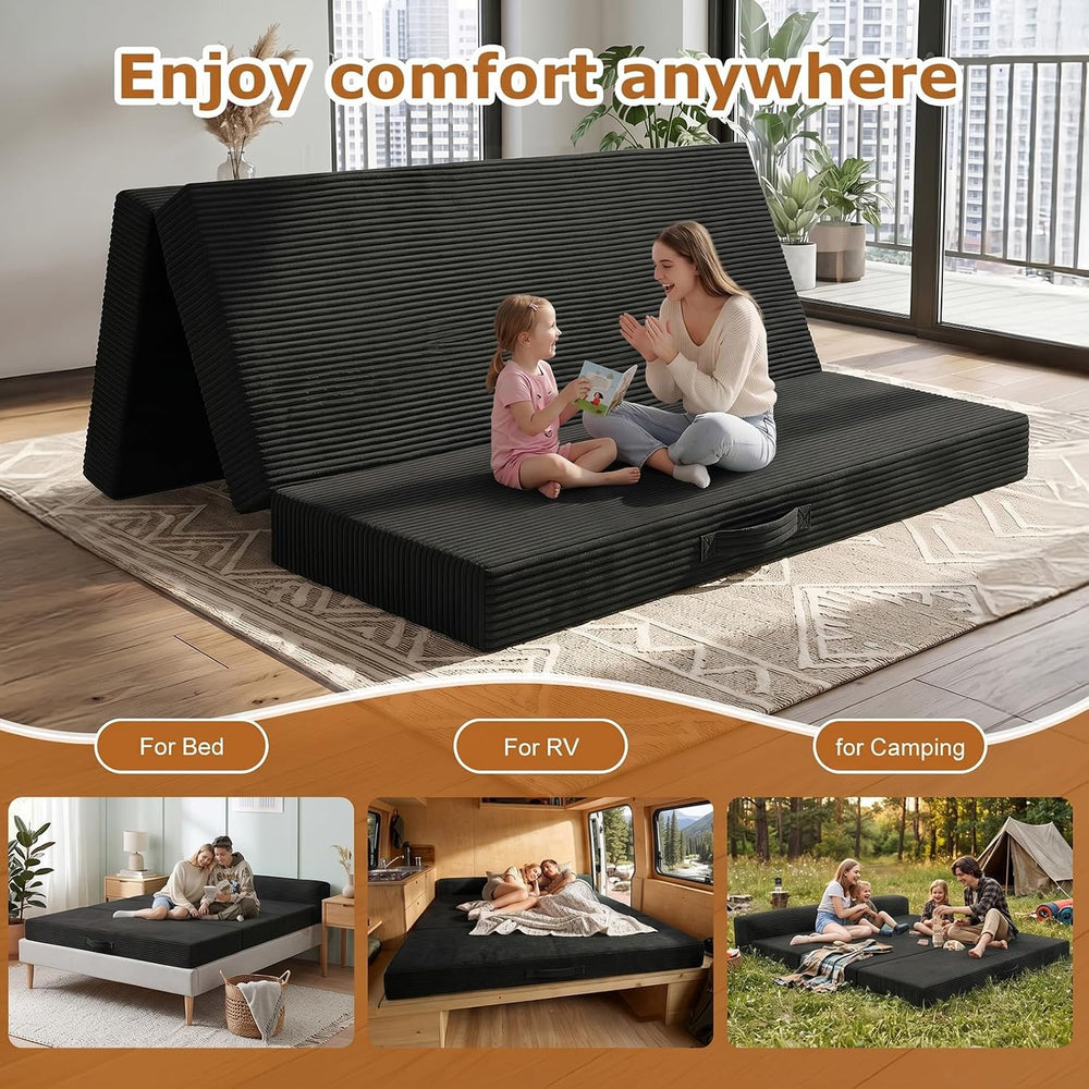 JUIKURY 6 Inch Tri-Fold Memory Foam Mattress Queen Size, 5 in 1 Convertible S...
