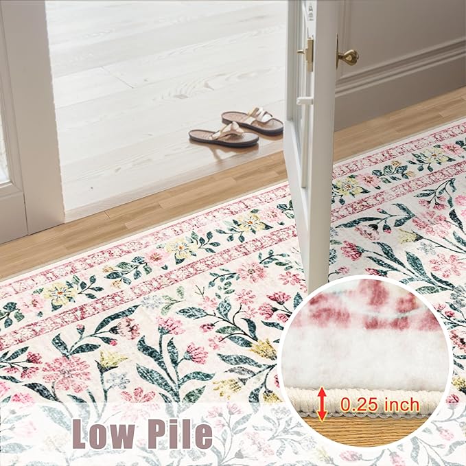 8x10 Area Rugs for Living Room: Floral Washable Rug Vintage Large Soft Boho - Image 9