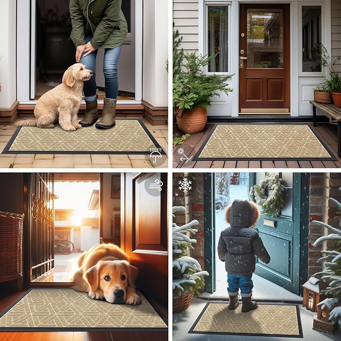 Smiry Front Door Mat Outside Entrance, Heavy Duty Sturdy Natural Rubber Doormat - Image 7