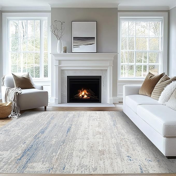 Washable Rugs 9x12 Area Rug for Living Room- Modern Abstract Rugs for Bedroom by Lbris