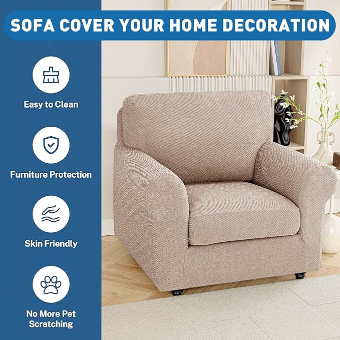 XINEAGE Large Couch Cushion Covers Seat Cushion Cover Thick Stretch Sofa - Image 7