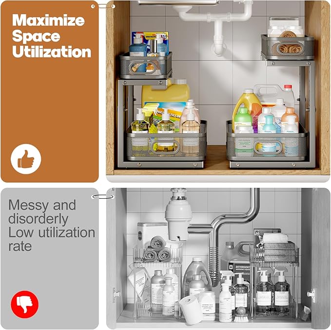 2 Pack 15.7IN-Depth Under Sink Organizer - Image 5