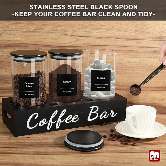 gmisun Coffee Tea Sugar Container Set, Canisters Jars