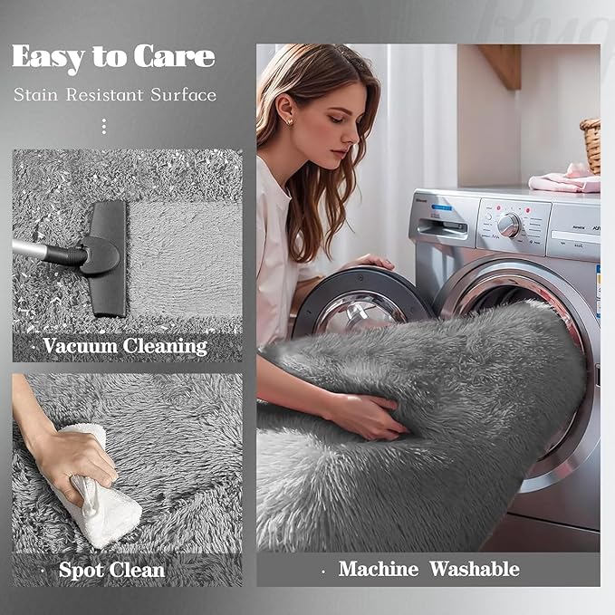 2x6 Runner Rug for Bedroom: Fluffy Shag Soft Washable Rugs Small Fuzzy Plush - Image 4