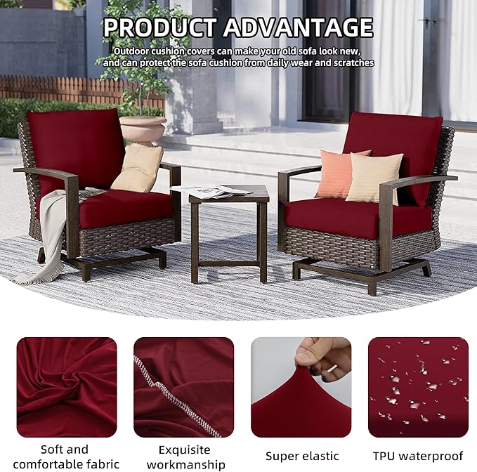 12Pcs Outdoor Cushion Covers, Patio Cushion Covers, Stretch Elastic Slipcovers - Image 3