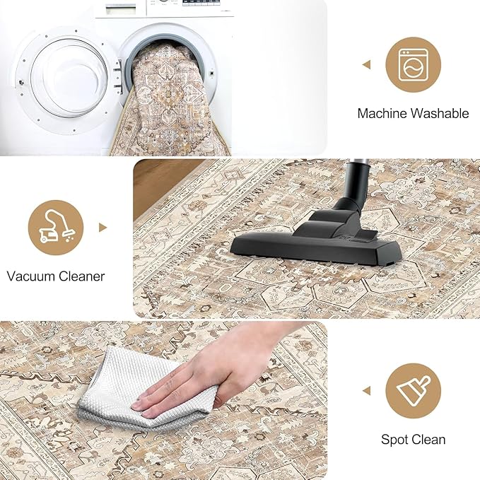 Yamaziot Washable Runner Rug, 2x12 Non-Slip Boho Vintage Hallway Rug Runner - Image 4
