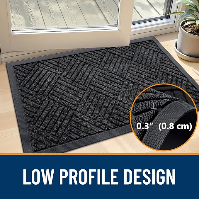 OLANLY Front Door Mat Outside Entrance 35x23, Heavy Duty Sturdy Natural Rubber - Image 4