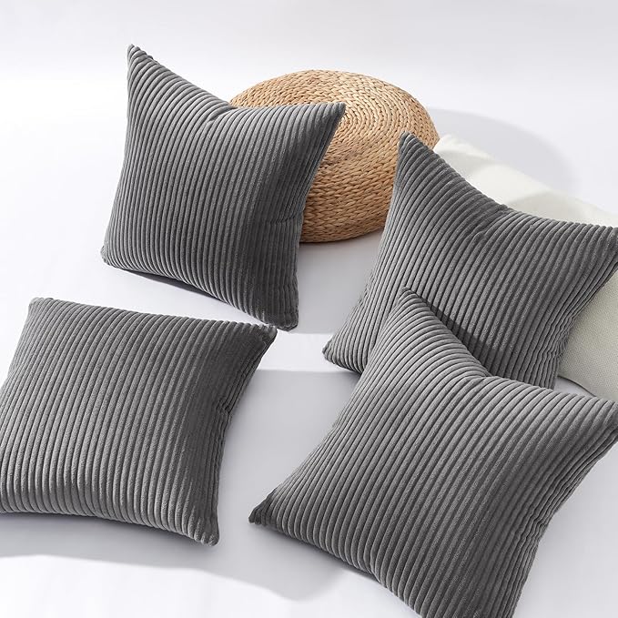 Topfinel Dark Grey Throw Pillow Covers Set of 4, Soft Velvet Modern - Image 6