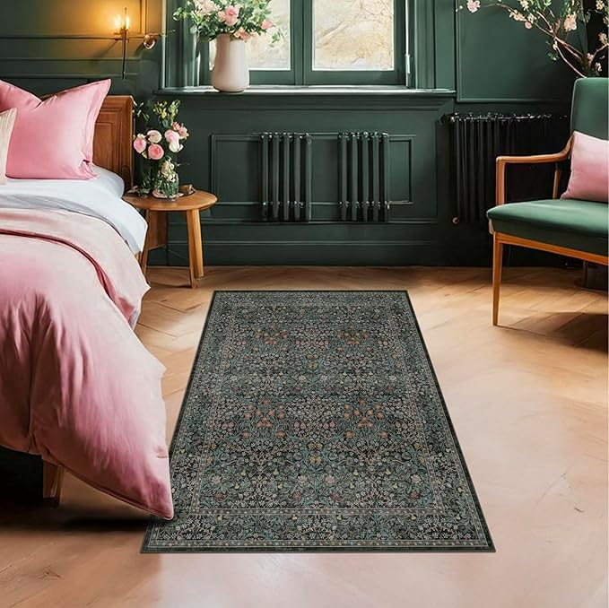 Dark Green Washable 3x6 Large Entryway Runner Rug Indoor, Non-Slip Floor Rugs - Image 4