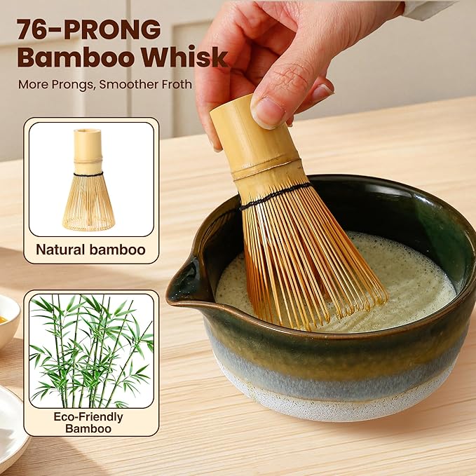 Matcha Whisk Set, Ceramic Matcha Kit Desert Style, Matcha Whisk and Bowl - Image 5