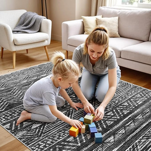 4x5 Washable Entryway Area Rug: Modern Moroccan Runner Rugs Indoor Soft Non by Ksrau