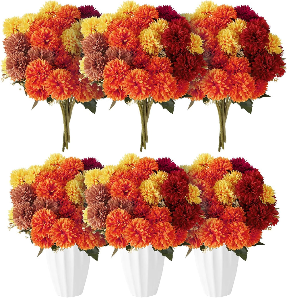 12 Bundles Artificial Mums Fall Flowers 72 Heads Chrysanthemums
