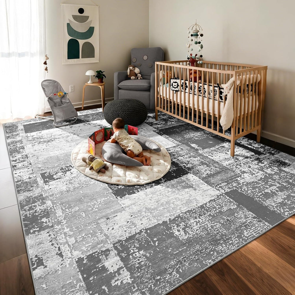 LOCHAS Rug for Living Room 6x9, Washable Soft Area Rugs for Bedroom Grey