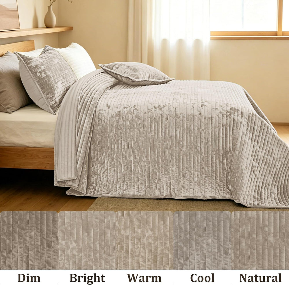 California King Quilt 106x118 Velvet Bedspread with Shams