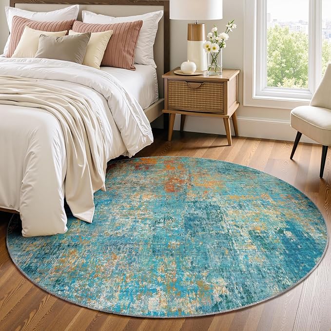 Washable Area Rugs 4ft Non-Slip Modern Abstract Soft - Image 2