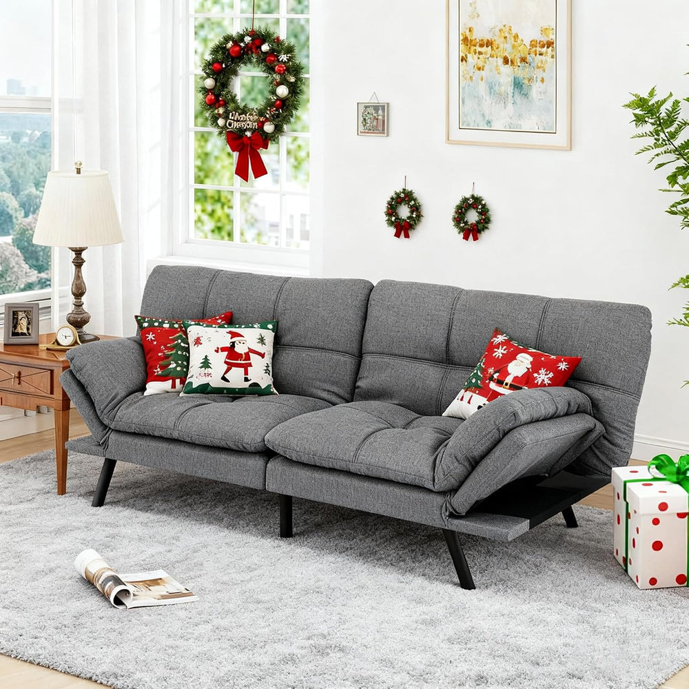 MUUEGM 71" Futon Sofa Bed with Memory Foam,Futon Couch with Adjust Backr...