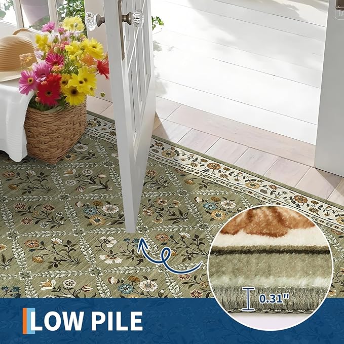 GarveeHome Grey Floral Rug 4x6 Rug Machine Washable Area Rug - Image 6