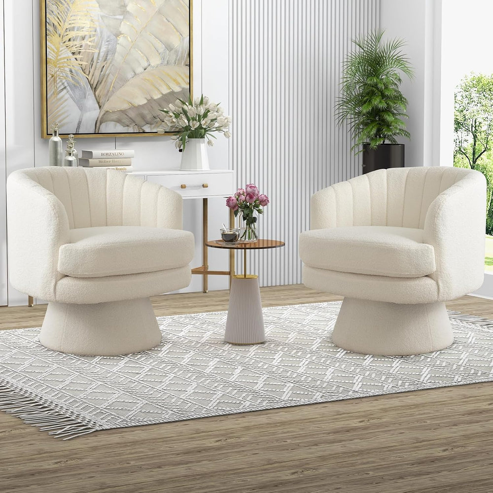 CANMOV Swivel Accent Chair with Armrest Set of 2, Modern 360 Degree Swivel Ba...