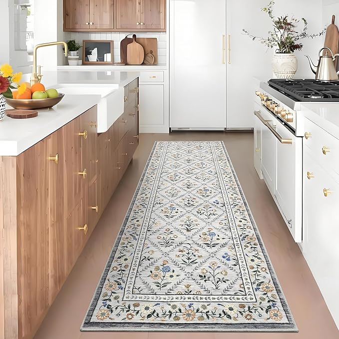 Washable Kitchen Rugs Non Slip 2x6 Hallway Runner Rug Stain Resistant Low Pile - Image 2
