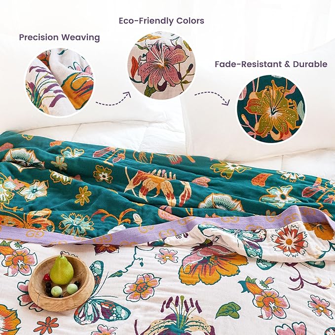 MSGKV Boho Throw Blanket 50"x60" Floral Blanket - Image 3