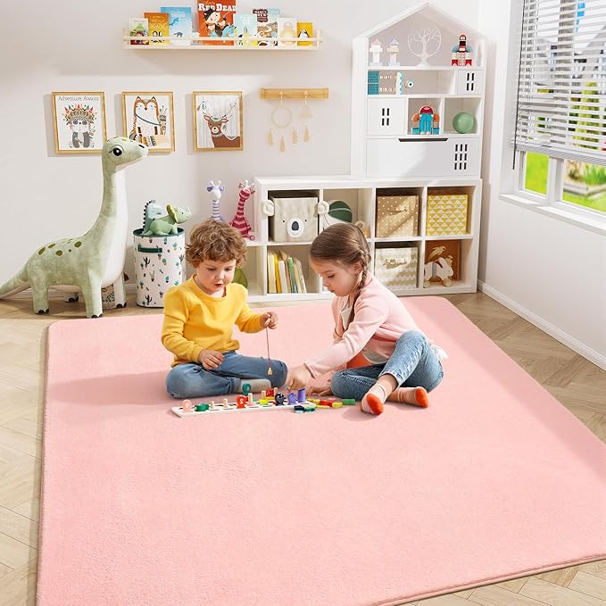 Amearea 5x5 Square Area Rugs for Bedroom Living Room, Modern Pink Thickened - Image 4