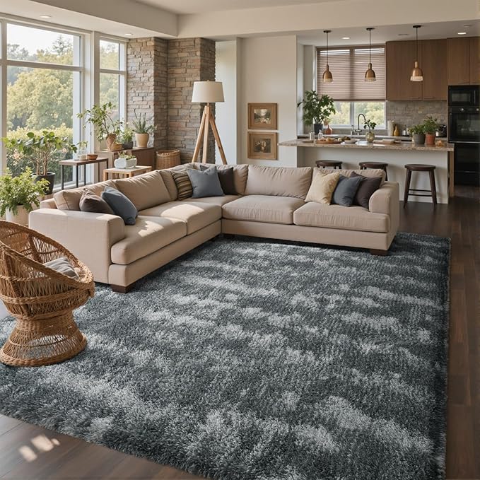 8x10 Ft Extra Large Shag Rugs for Living Room, Tie Dyed Ultra Soft Fluffy Furry by Cuzwlovita