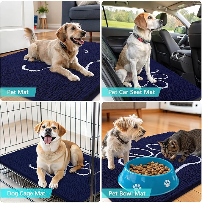 OLANLY Dog Door Mat for Muddy Paws 24x16, Paw Print Design, Absorbs Moisture - Image 7