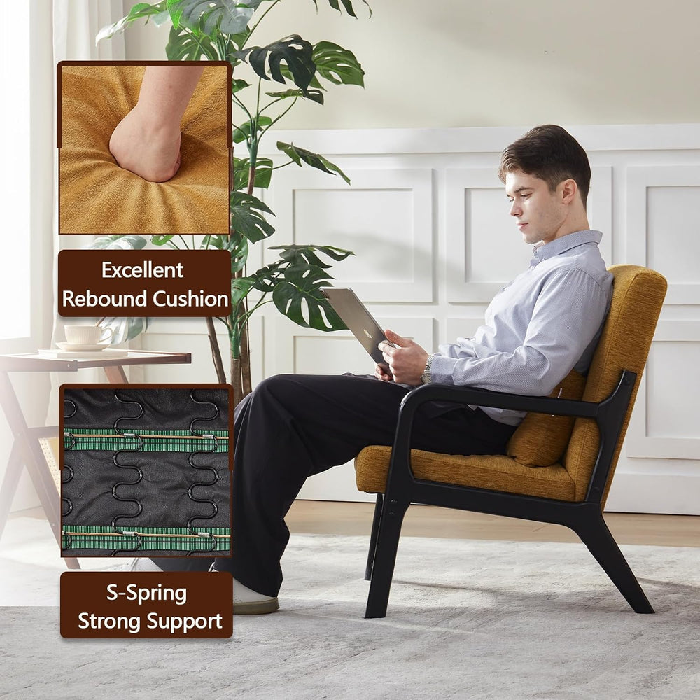 Achicsofar Accent Chair, Mid Century Modern Chenille Armchair with Pillow