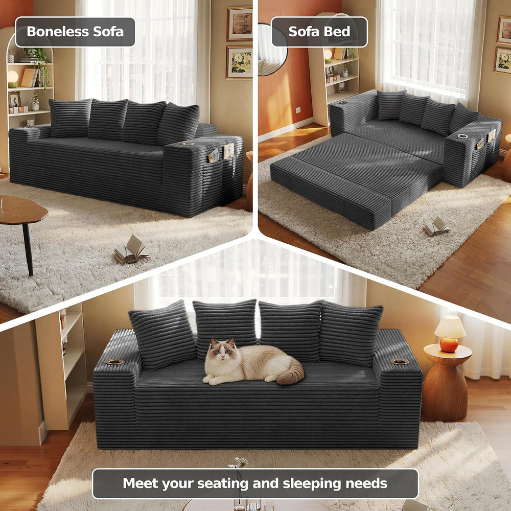 MoonSpeak 77'' Futon Couch Bed, Boneless Sofa for Living Room