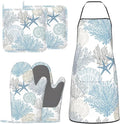 Nautical Coastal Oven Mitts Pot Holders Blue Cooking Apron Set of 5 Silicone by Unknown