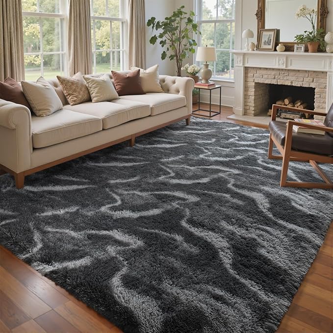 6x9 Ft Large Shag Rugs for Living Room Decor, Tie-Dyed Ultra Soft Fluffy Furry by Cuzwlovita