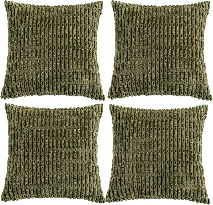 Fancy Homi 4 Packs Boho Moss Green Decorative Throw Pillow Covers 20x20 Inch by Fancy+Homi