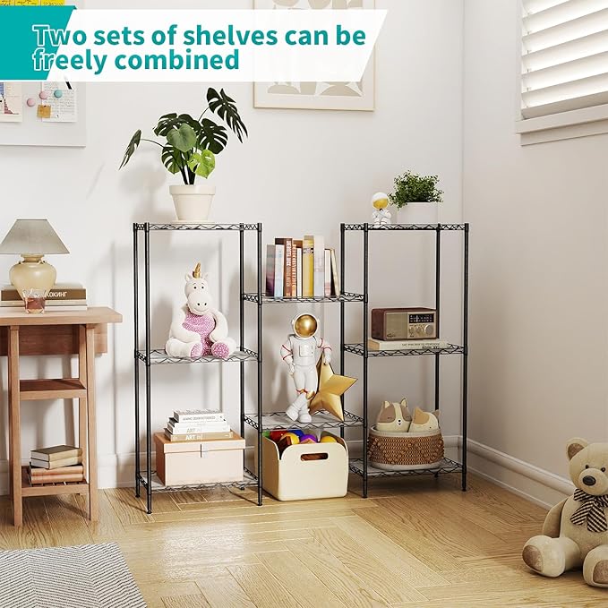 BestOffice | 4-Tier Wire Storage Shelves | 12"D x 18"W x 44"H | Black | - Image 7