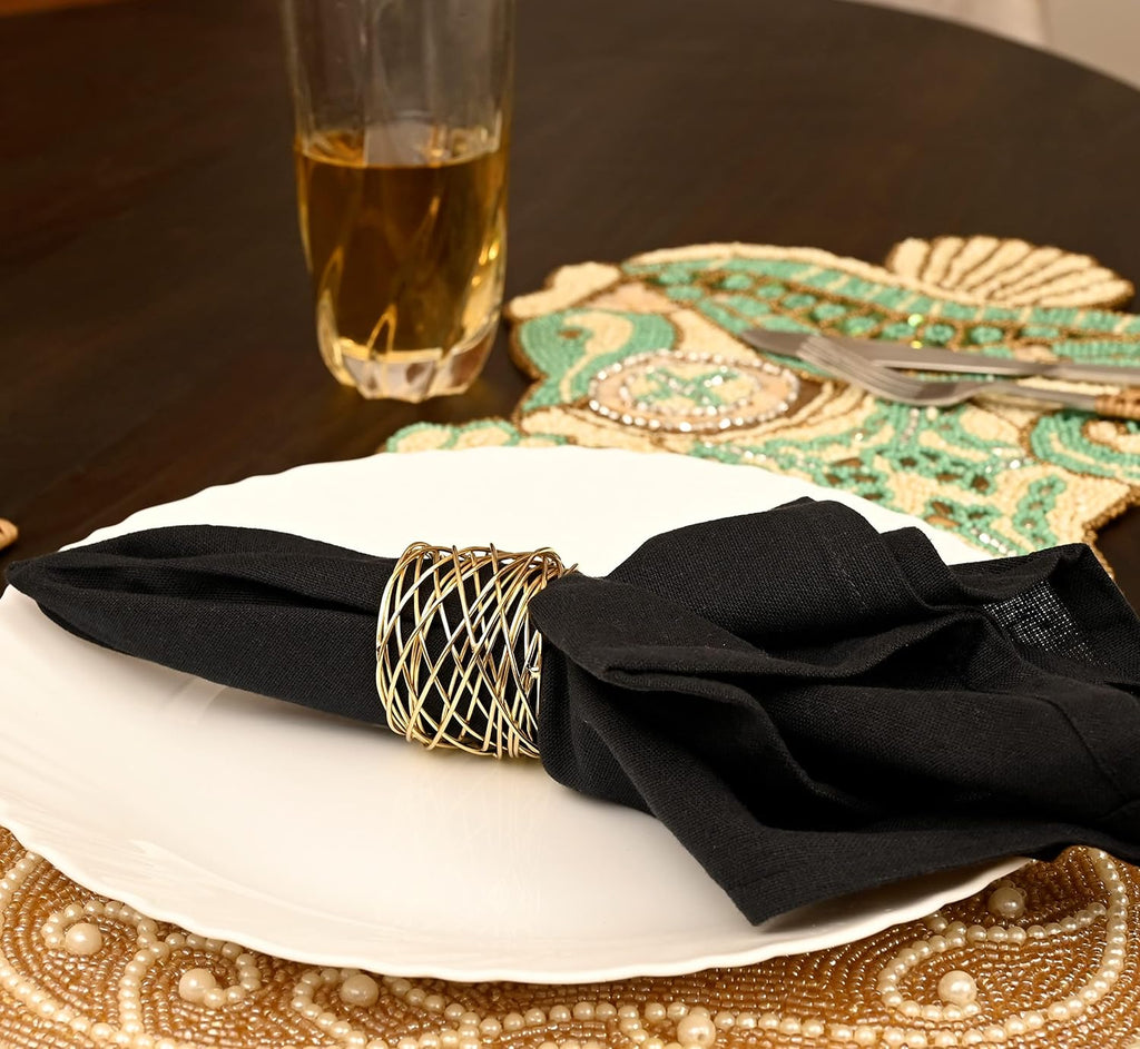 Durable Metal Iron Napkin Rings for Table Decor, Elegant Metal Table Setting Accessory, Rustic Napkin Holder for Modern Farmhouse & Everyday Dining Set of 50 (Gold) - ALPHA Living HOME