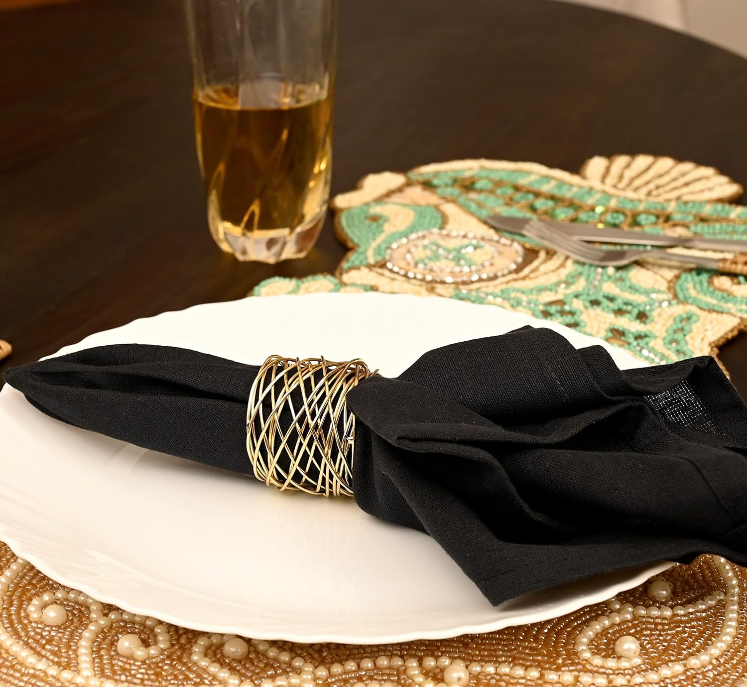 Durable Metal Iron Napkin Rings for Table Decor, Elegant Metal Table Setting Accessory, Rustic Napkin Holder for Modern Farmhouse & Everyday Dining Set of 50 (Gold) - ALPHA Living HOME
