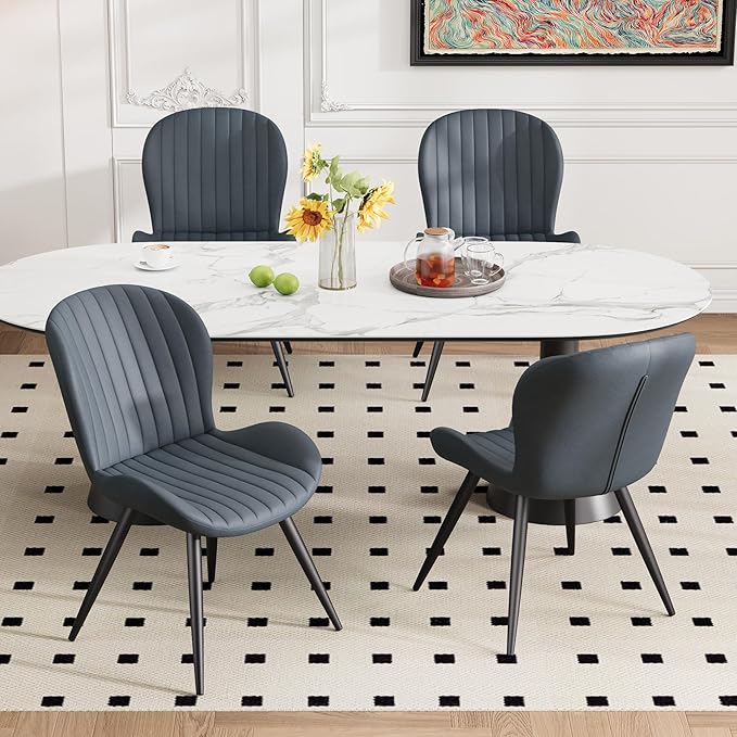 Dining Chairs Set of 2 Modern Fabric Dining Room Chairs Upholstered Dining Ch...