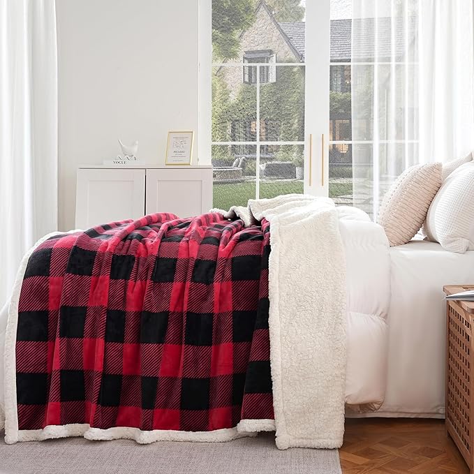 PU MEI Sherpa Fleece Throw Blanket 80" x 90" Reversible Plush Fluffy Large Big - Image 2