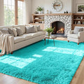 5x7 Area Rugs for Living Room Rug: Soft Fluffy Shag Teal Blue Rugs for Bedroom by CarpetAddColortoYourLife