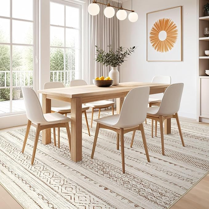 Nakagishi 5x8 Area Rug Living Room: Washable Boho Large Neutral Modern Soft - Image 7