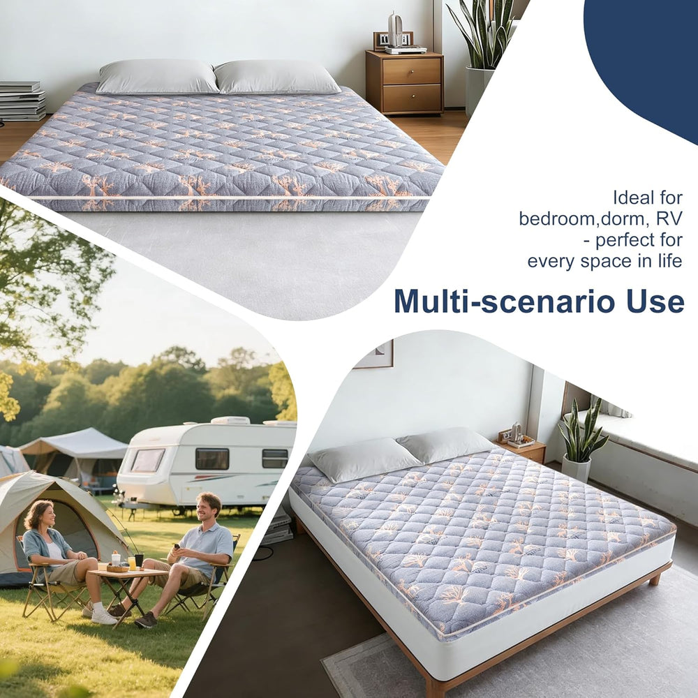 6th Generation Japanese Floor Futon Mattress - Extra-Thick 9-Layer Modern Fut...