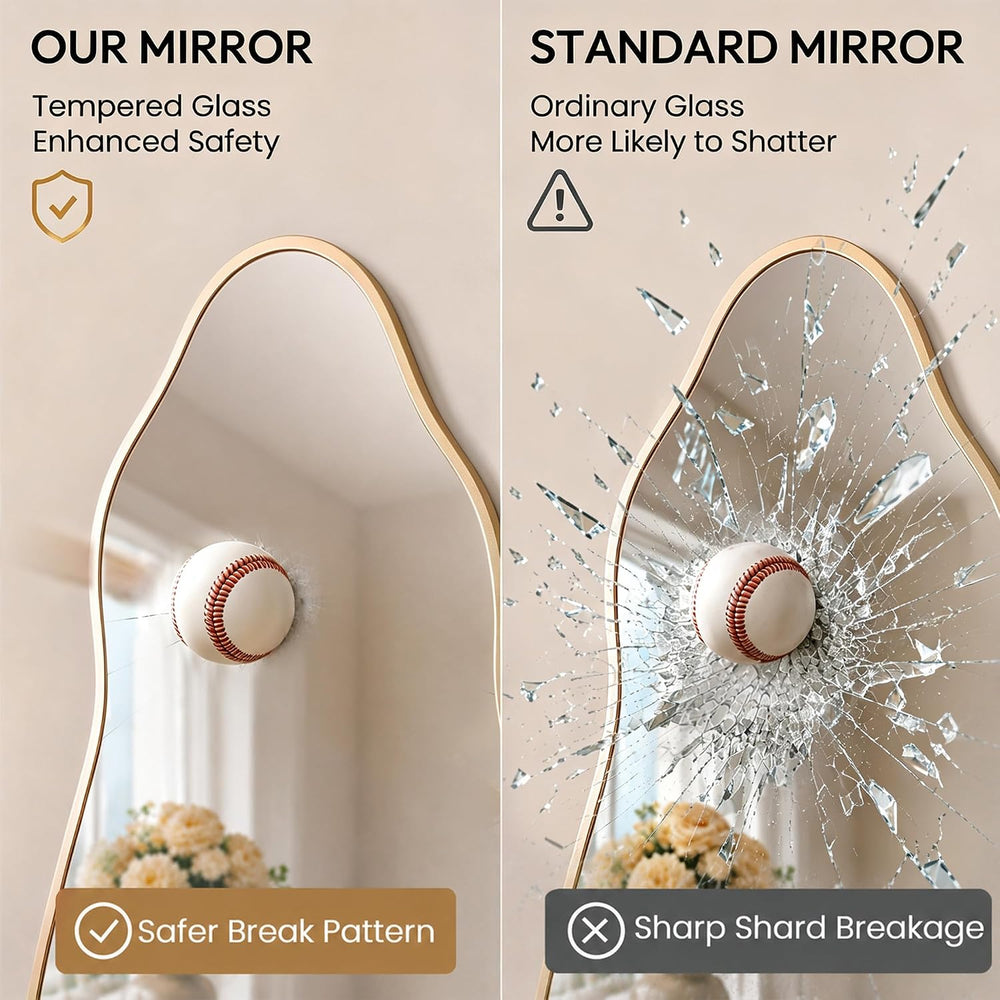 Matte Gold 30x16.5 Inch Irregular Freeform Wall Mirror