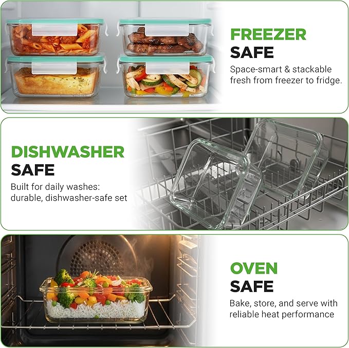 NutriChef 10 Piece Glass Food Storage Containers - Image 3
