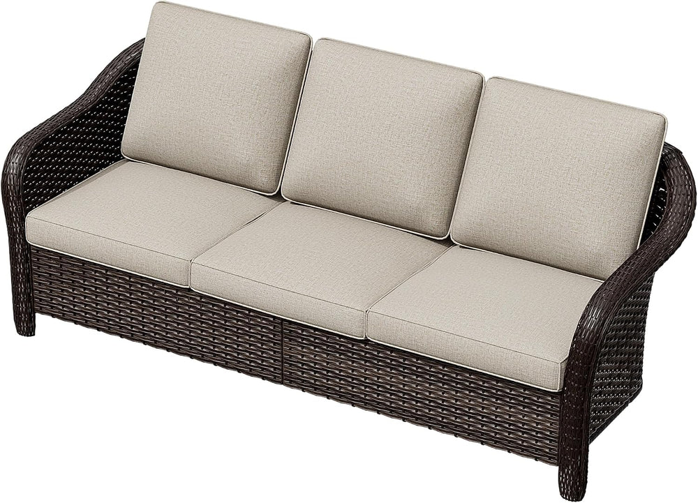 3 Seater Outdoor Patio Couch with Handwoven PE Wicker