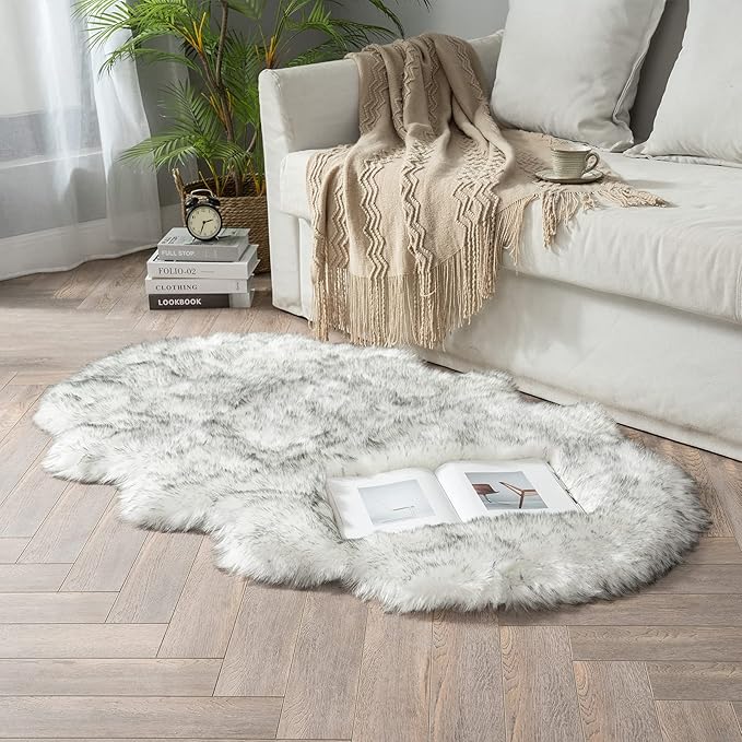 MIULEE Luxury Super Soft Fluffy Area Rug Faux Fur Sheepskin Rug Decorative - Image 2